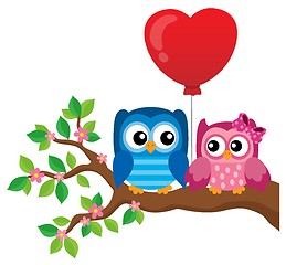 Image showing Valentine owls theme image 1