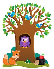 Image showing Tree with various animals theme 3