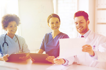 Image showing group of happy doctors meeting at hospital office