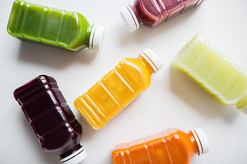 Image showing bottles with different fruit or vegetable juices