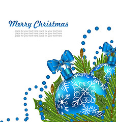 Image showing Greeting Postcard with Christmas Balls