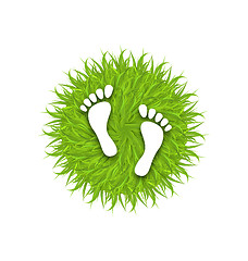 Image showing Eco Friendly Footprints on Green Grass