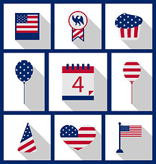 Image showing Icons Set USA Flag Color Independence Day 4th of July