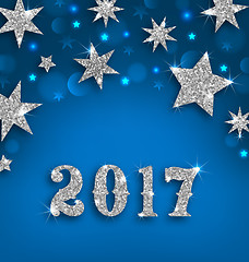 Image showing Starry Silver Background for Happy New Year 2017