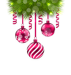 Image showing Christmas Fir Branches and Glass Balls