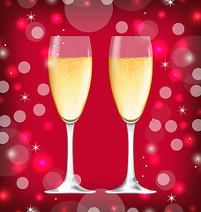 Image showing Background with Realistic Glasses of Champagne