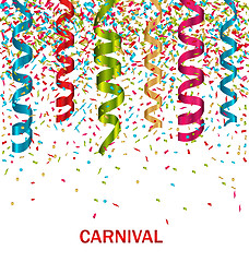 Image showing Carnival Background with Set Colorful Paper Serpentine