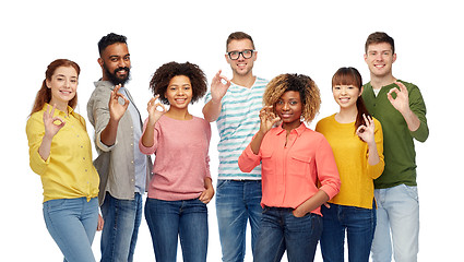 Image showing international group of happy people showing ok