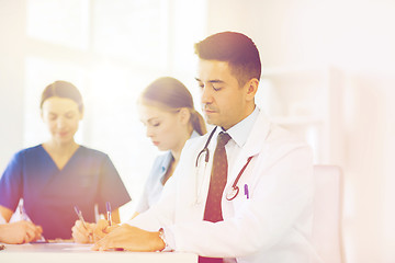 Image showing group of happy doctors meeting at hospital office