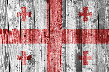 Image showing Flag of Georgia on weathered wood