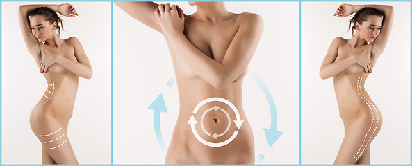 Image showing Women belly with the drawing arrows