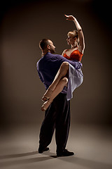 Image showing The man and the woman dancing argentinian tango