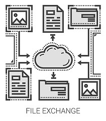 Image showing File exchange line icons.