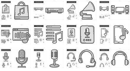 Image showing Music line icon set.