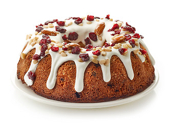 Image showing fruit cake on white plate