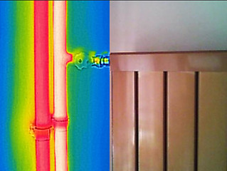 Image showing Infrared Thermal and real Image of Radiator Heater in house