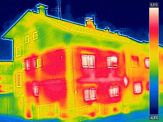 Image showing Infrared thermovision image showing lack of thermal insulation o