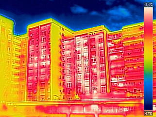 Image showing Infrared thermovision image showing lack of thermal insulation o