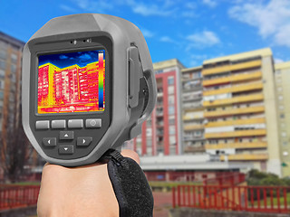 Image showing Recording Heat Loss at the Residential Building With Infrared Th