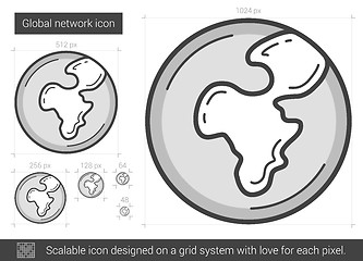 Image showing Global network line icon.