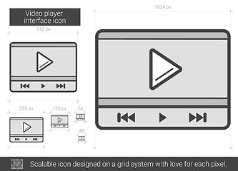 Image showing Video player interface line icon.