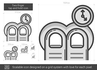 Image showing Two-finger tap and hold line icon.