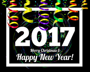 Image showing Happy New Year 2017 on a background of confetti and streamers