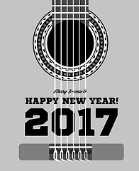 Image showing Happy New Year on the background of guitars and strings