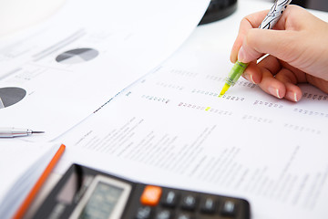 Image showing Desk of accountant with papers