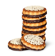 Image showing Stack chocolate cookies and two in front