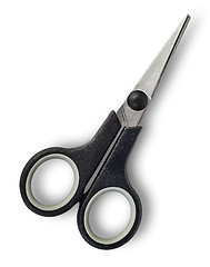 Image showing Closed small scissors with black handles
