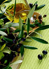 Image showing Olive Oil and Olives