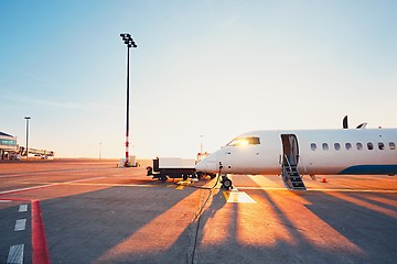 Image showing Airport at the sunset