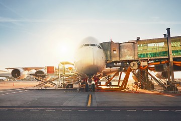 Image showing Airport at the sunset