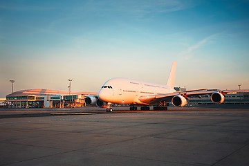 Image showing Airport at the sunset