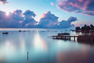 Image showing Fishing village at the sunrise