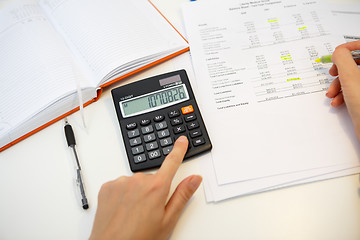 Image showing Accountant performs report on desk