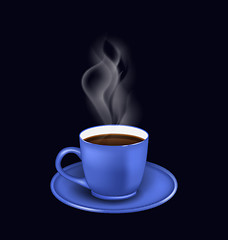 Image showing Blue coffee cup with steam