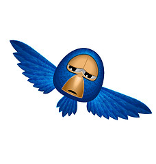 Image showing Angry blue bird soars and looks to you