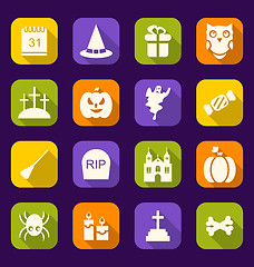 Image showing  Halloween Flat Icons with Long Shadows