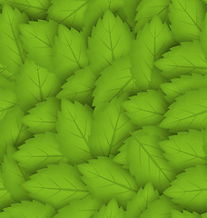 Image showing Seamless stylish pattern with green leaves