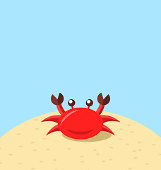 Image showing Cartoon cheerful crab at the beach, natural seascape