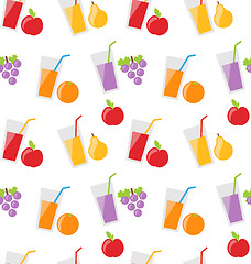 Image showing Seamless Pattern with Different Fresh Fruit Juices
