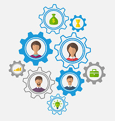 Image showing Idea of teamwork and success, business people enclosed in cogwhe