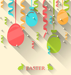 Image showing Easter Background with Colorful Eggs and Serpentine