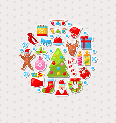 Image showing Merry Christmas Celebration Card with Traditional Elements