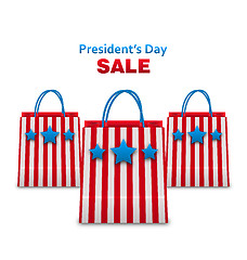 Image showing  Set Shopping Bags in USA Patriotic Colors for Presidents Day Sa
