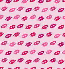 Image showing Seamless Texture with Traces of Kisses, Pink Romantic Pattern