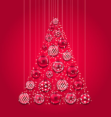 Image showing New Year Abstract Tree Made in Pink Hanging Balls