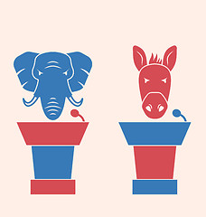 Image showing Donkey and Elephant as a Orators Symbols Vote of USA